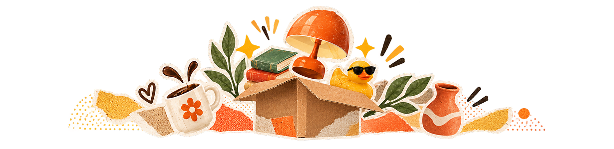 Open box with handmade objects